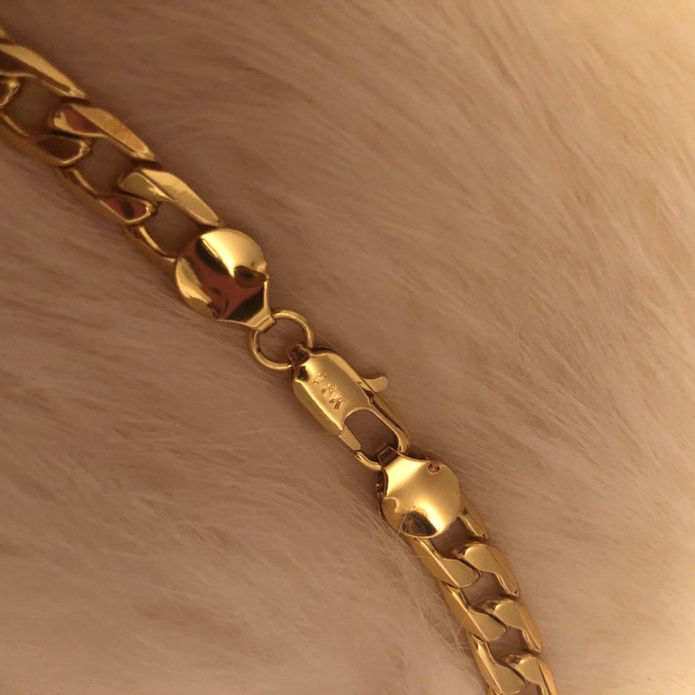 18K 8MM CUBAN CURB CHAIN! STAMPED! - Picture 2 of 3